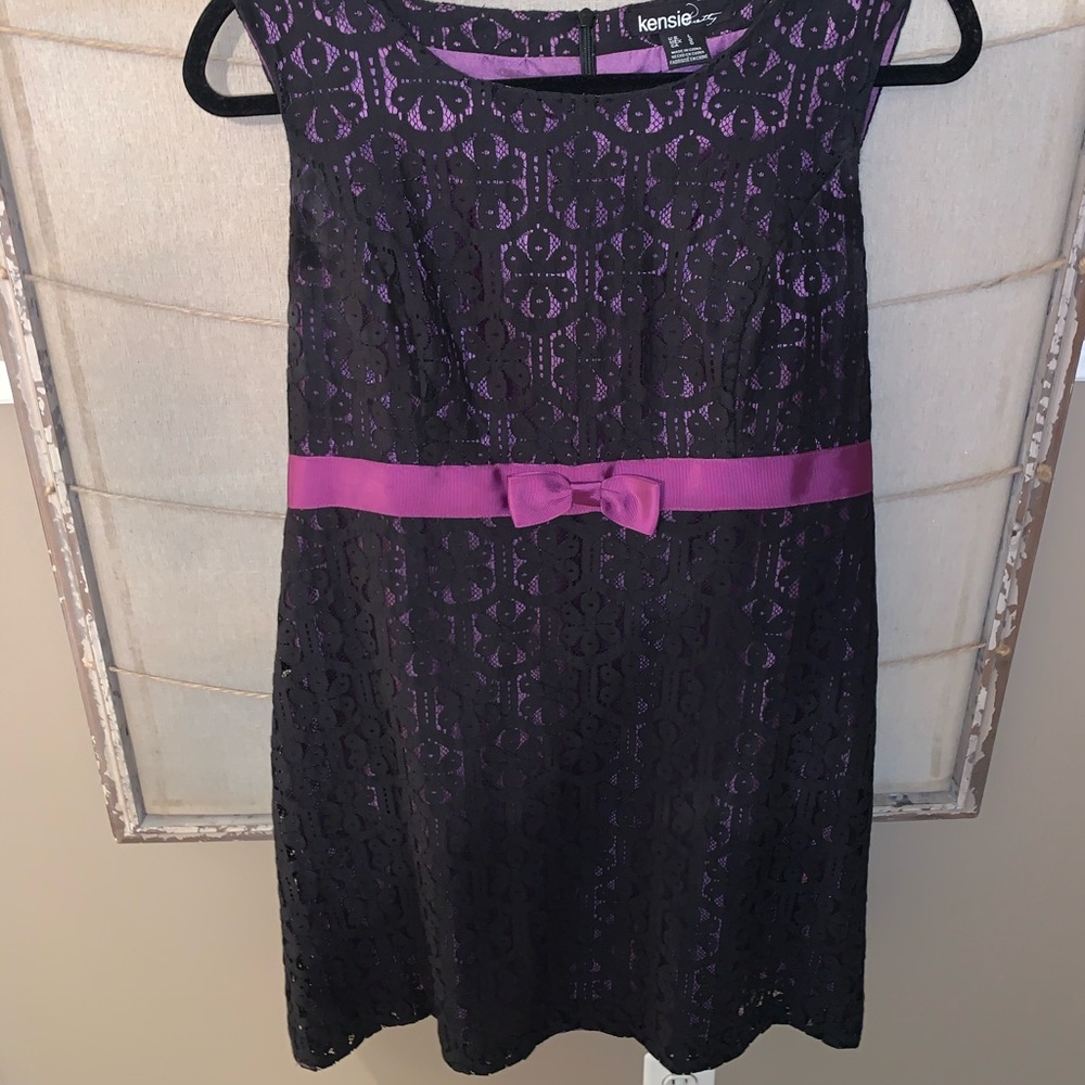 Kensie Purple & Black Lace Shift Dress - Sz Large